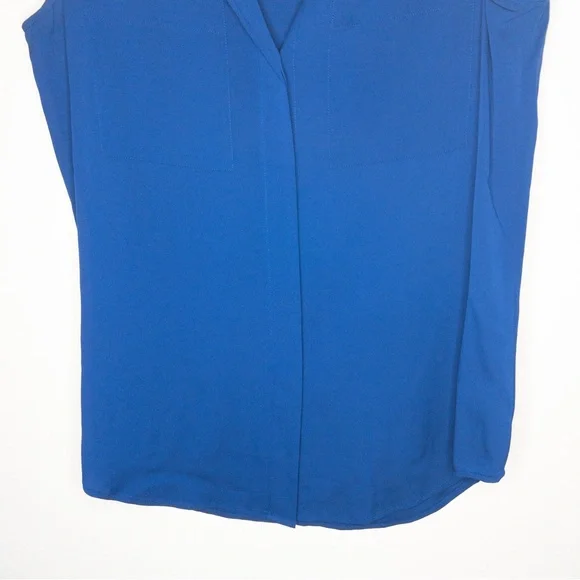 Theory Silk Split Neck Button Down Sleeveless Blouse - Picture 2 of 6